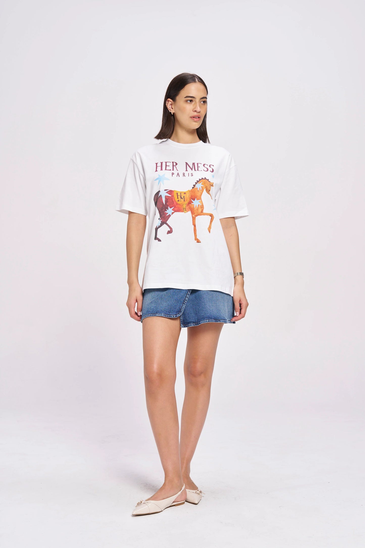 Her Mess Oversized Tee - White