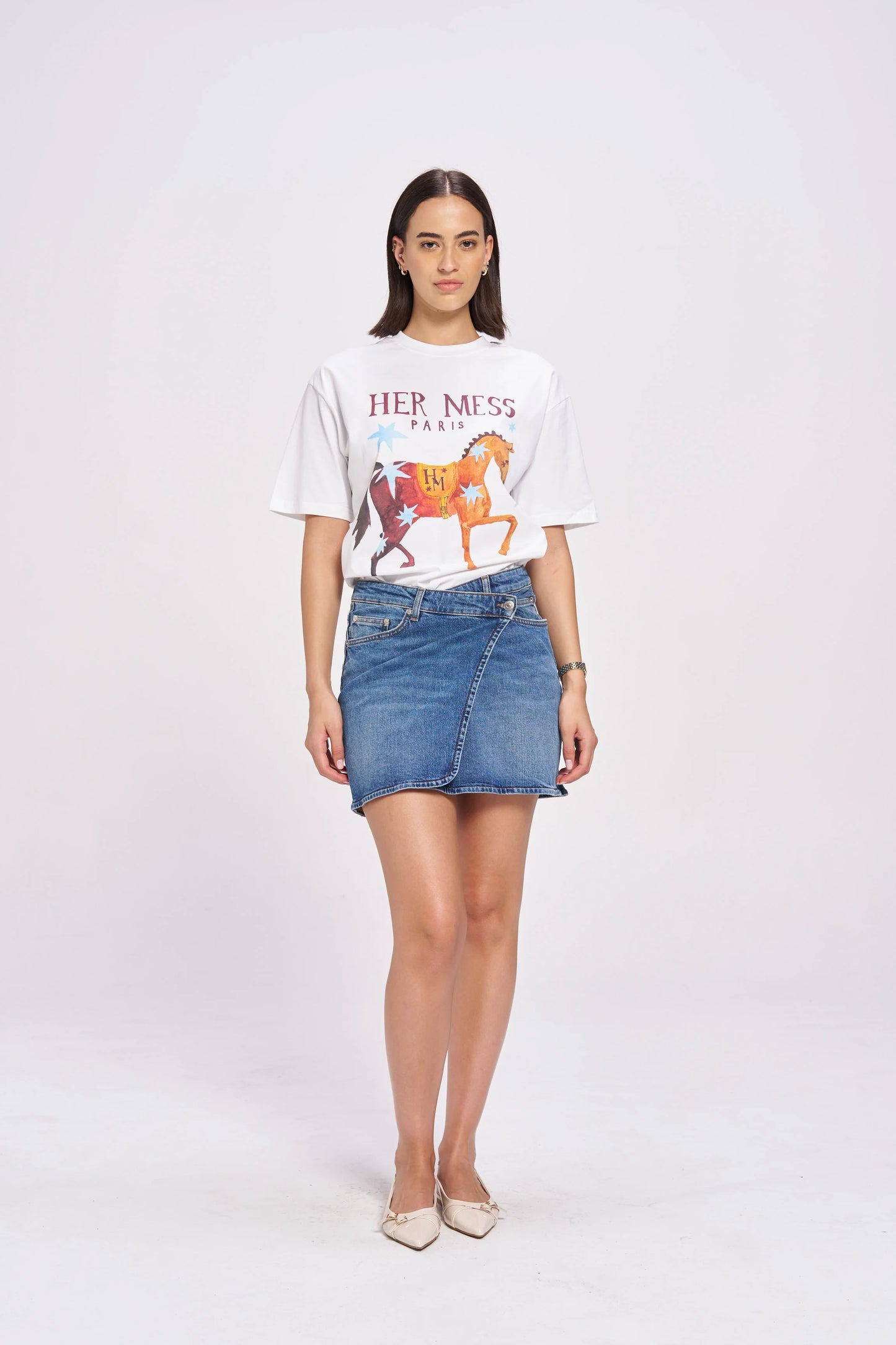 Her Mess Oversized Tee - White