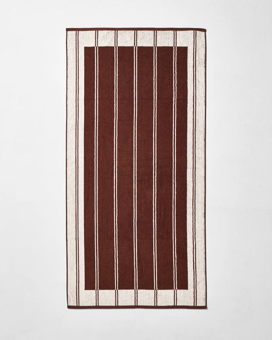 Twin Stripe Towel - Chocolate
