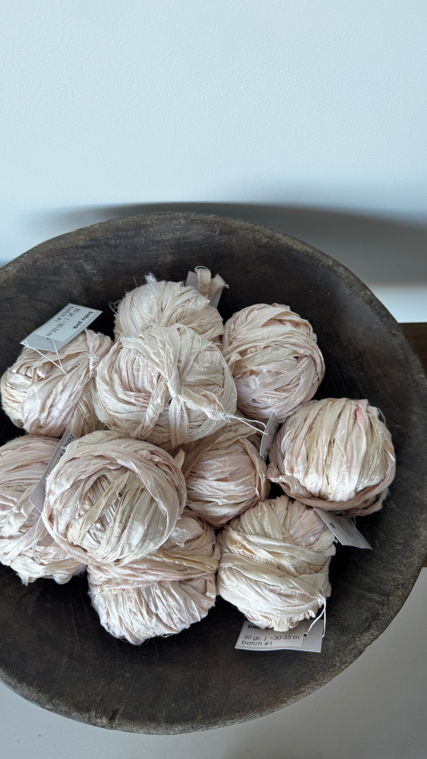 Recycled Silk Sari Ribbon - Baby Pink