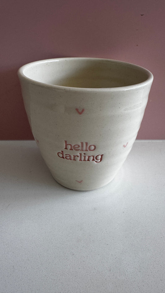 Hello Darling Tumbler - cream and pink