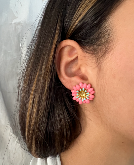 Camelia Puces Earring - Pink/Blue