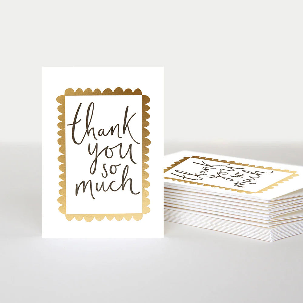 Gold Scalloped Edge Thank You Cards Pack of 10