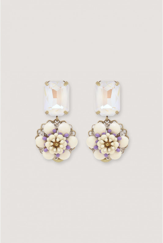 Camelia Strass Clip On Earring - White