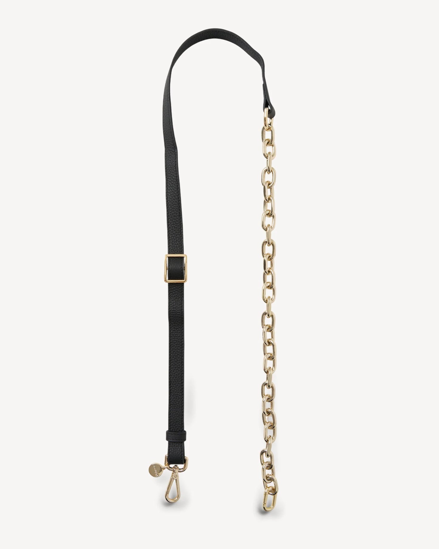 Gold Link + Black Leather Feature Strap