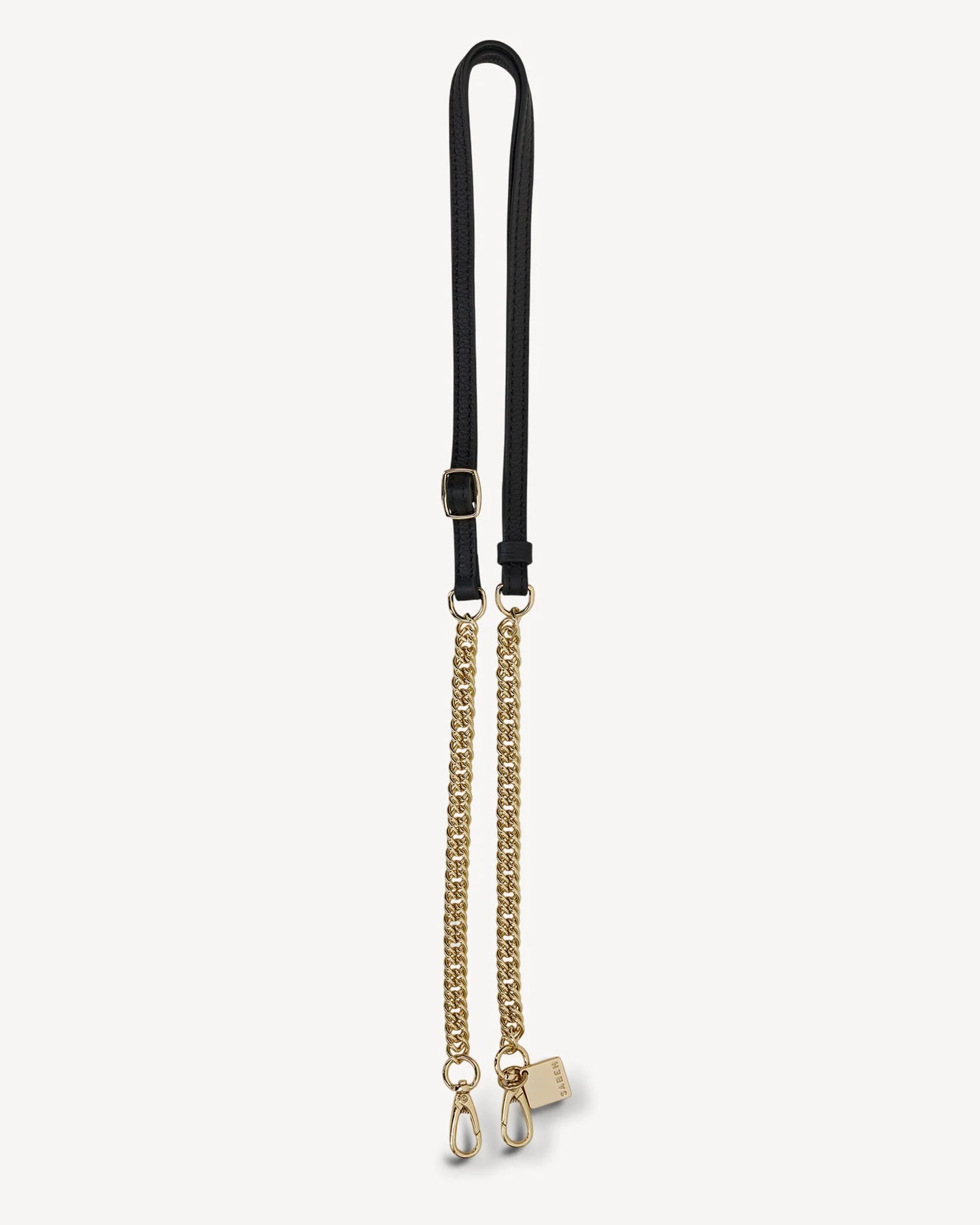 Gold Link + Black Leather Feature Strap