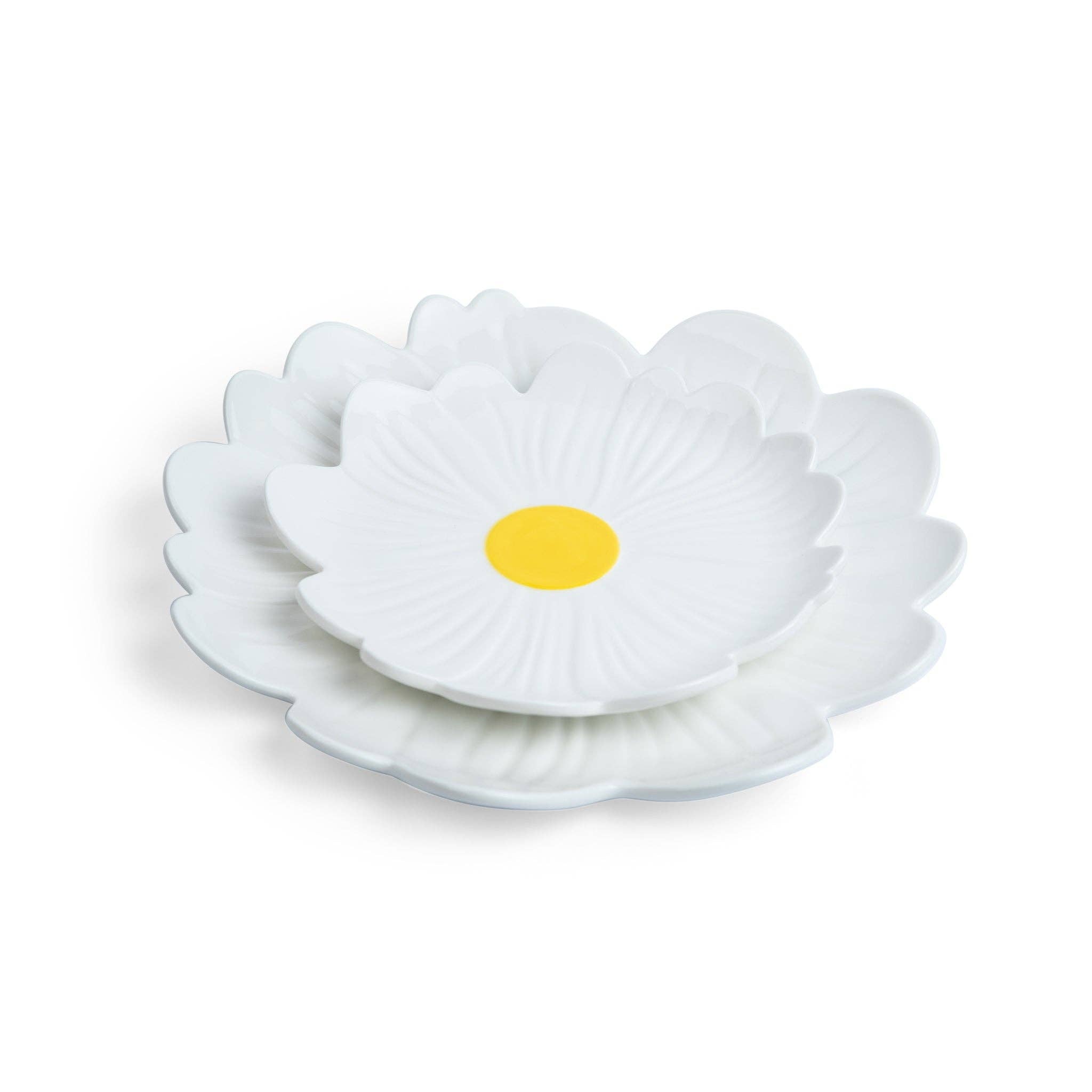 Small Ceramic Flower Plate | White with Yellow Centre