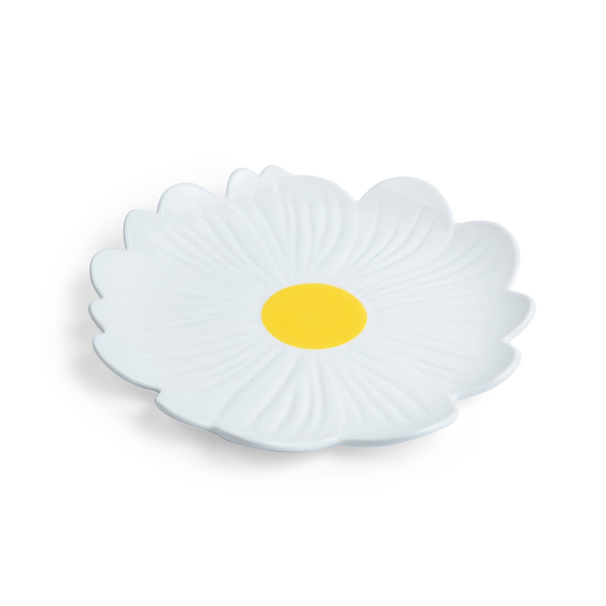 Large Ceramic Flower Plate | White with Yellow Centre