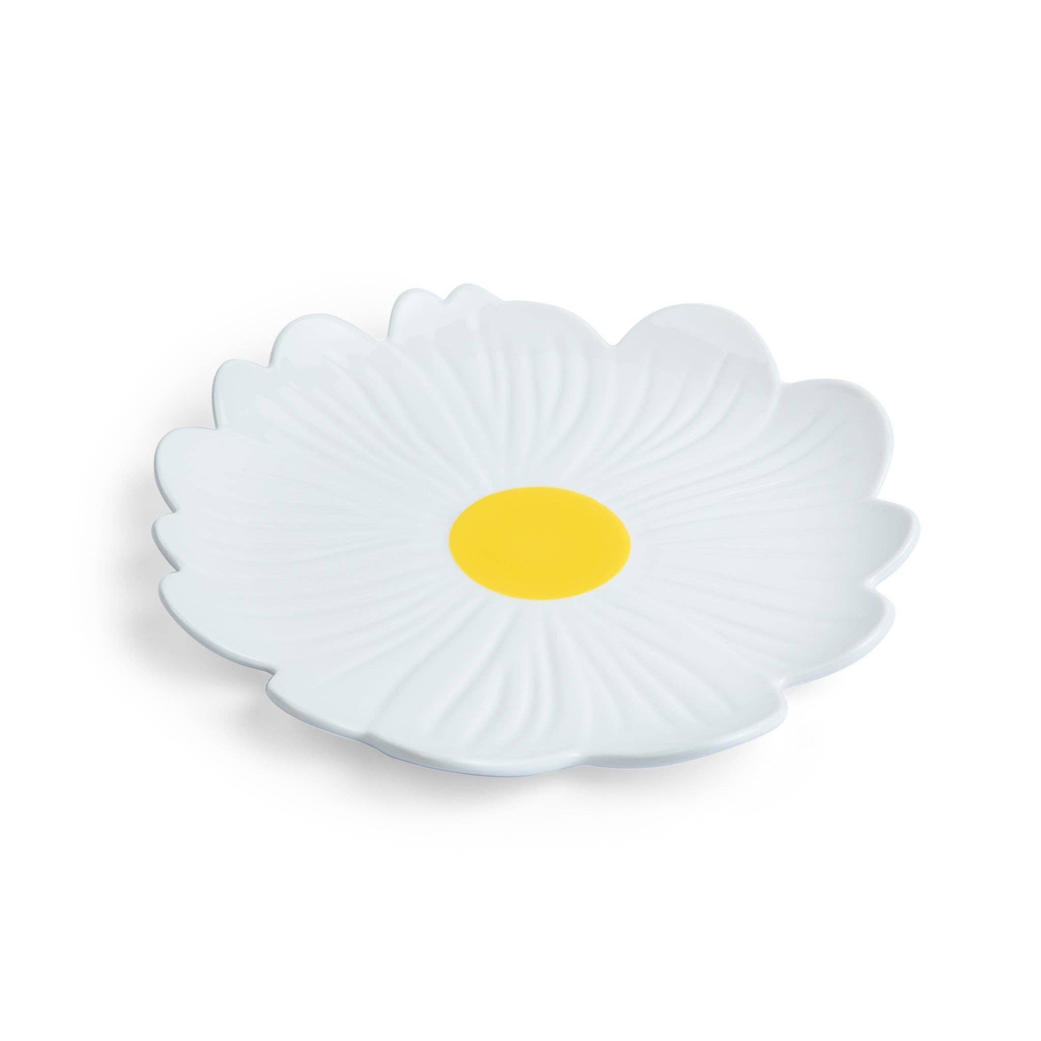 Large Ceramic Flower Plate | White with Yellow Centre