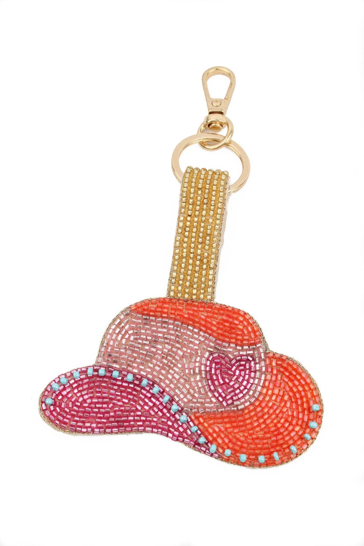 Pink cowgirl beaded hat bag or key charm