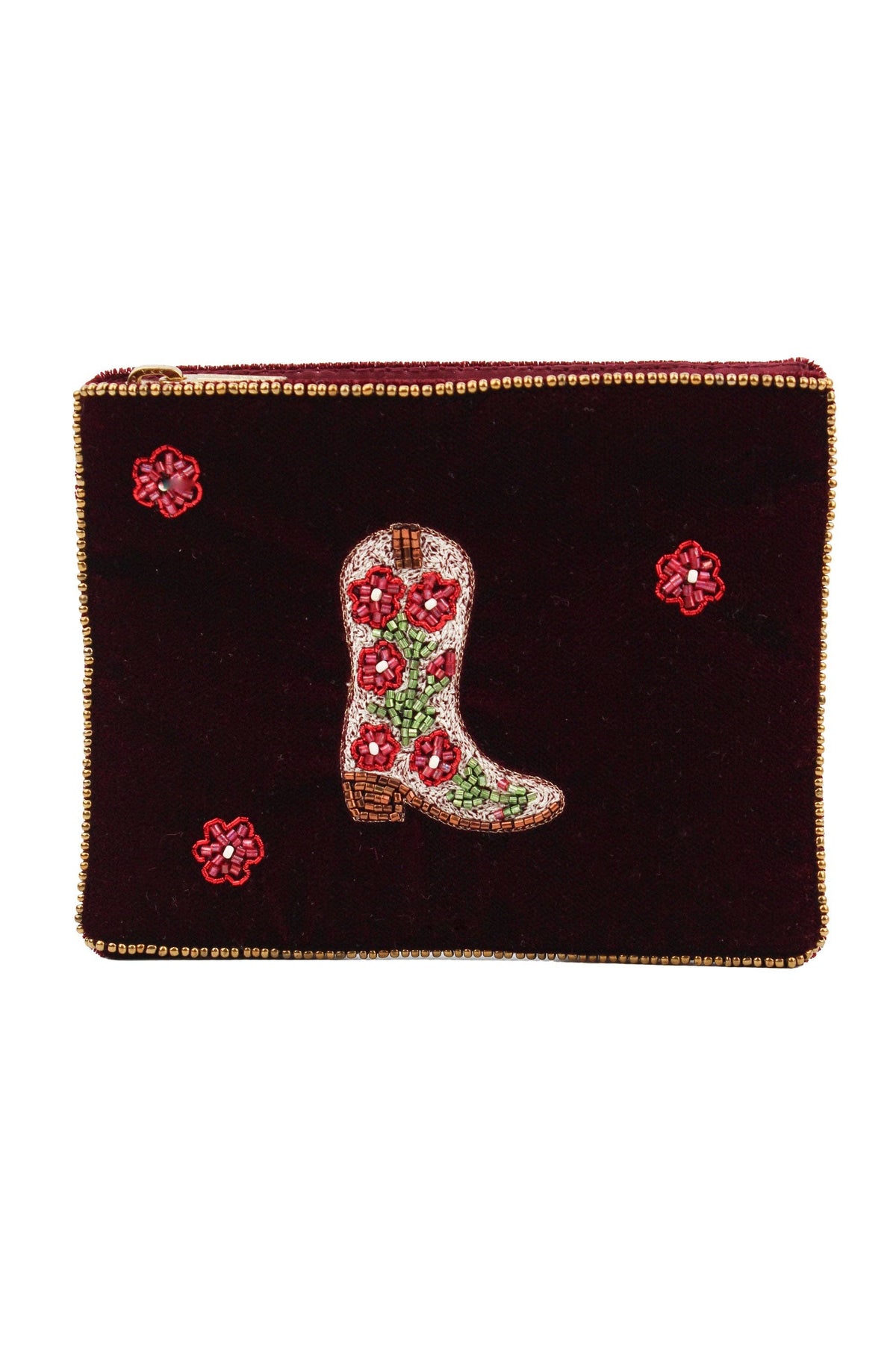 Cream cowgirl boot coin purse