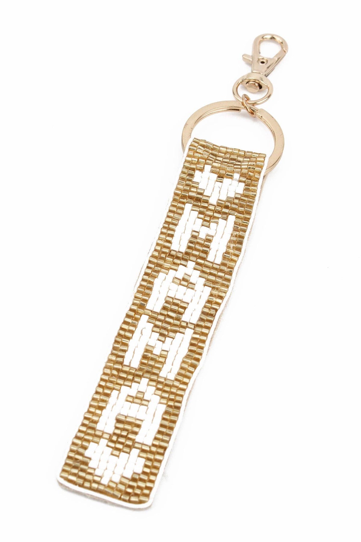 Gold and Cream beaded 'Mama' key ring or bag charm
