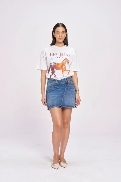 Her Mess Oversized Tee - White