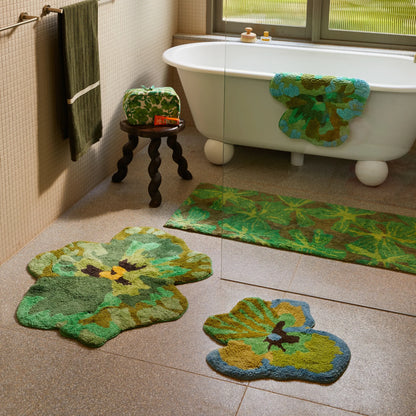 Pansy Green Wavy Bath Mat