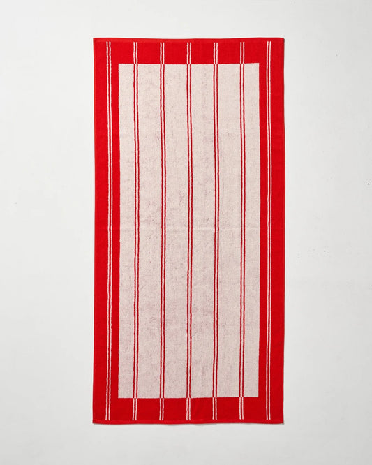 Twin Stripe Towel - Cherry