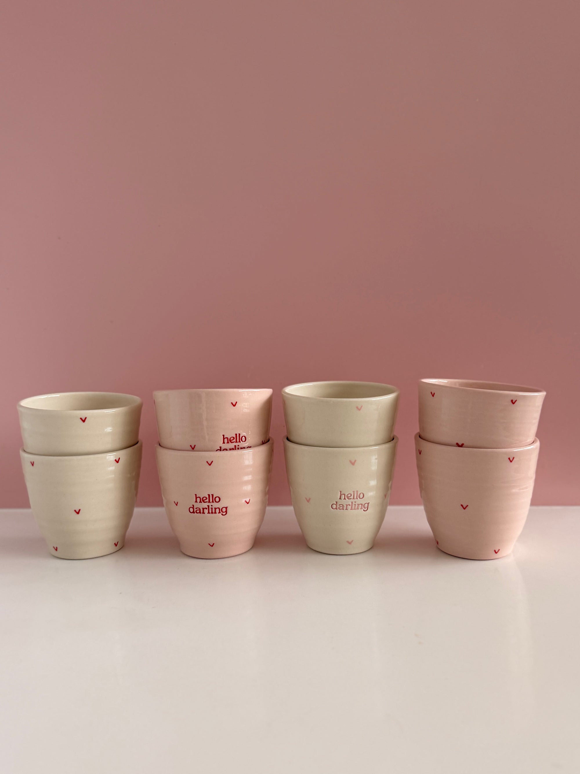 Heart Tumbler - Pink with red hearts