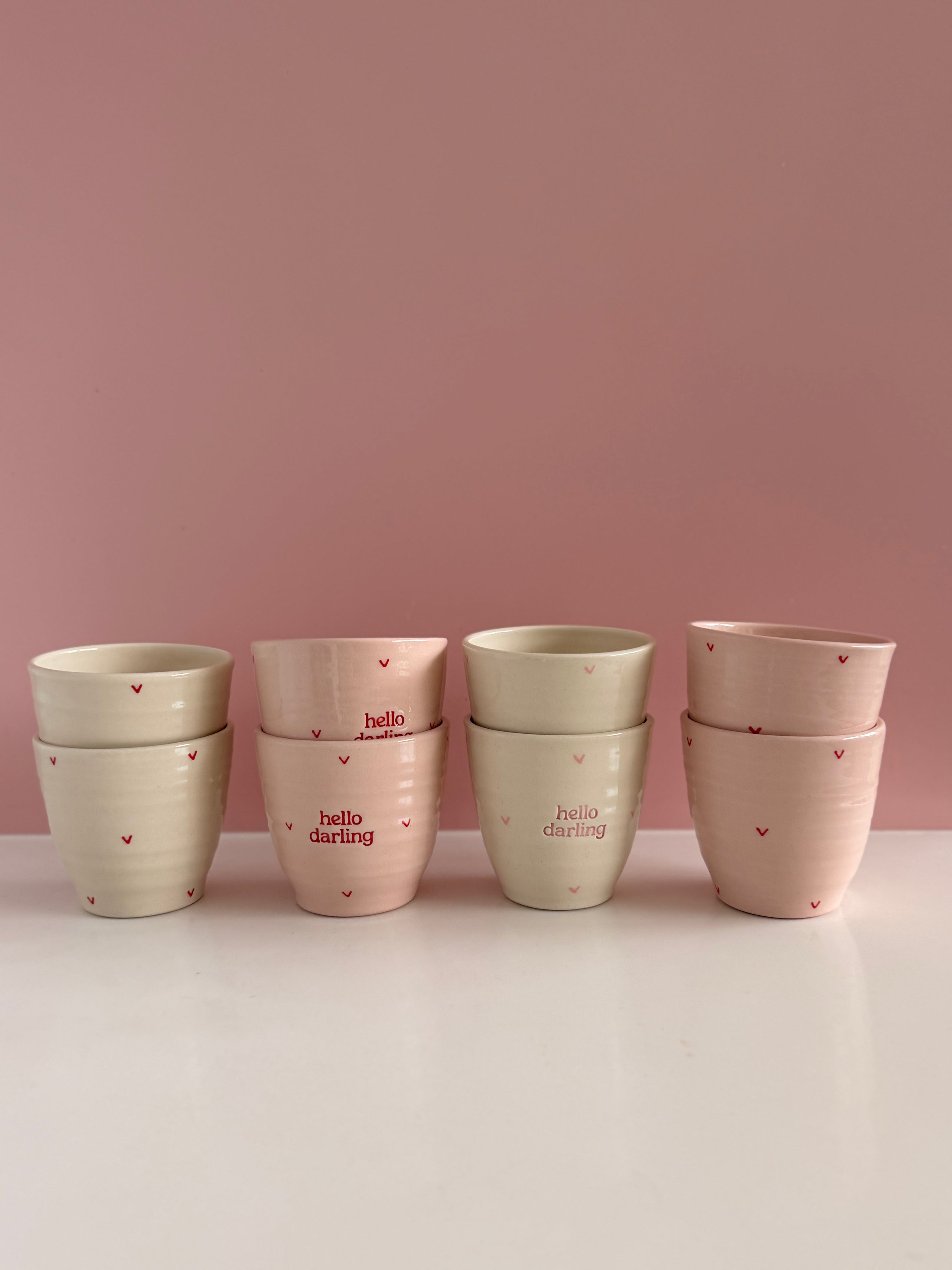 Heart Tumbler - Pink with red hearts