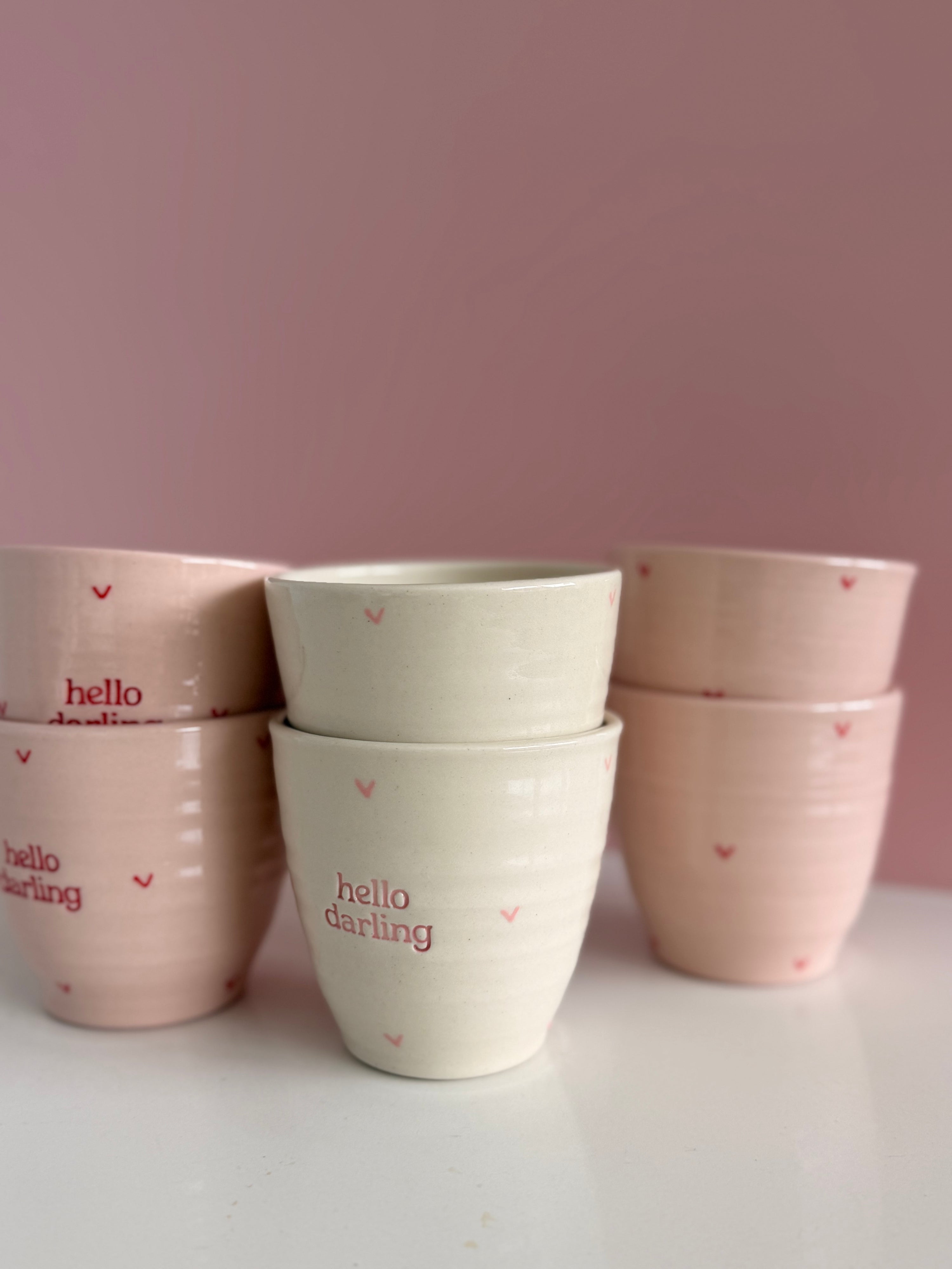 Heart Tumbler - Pink with red hearts