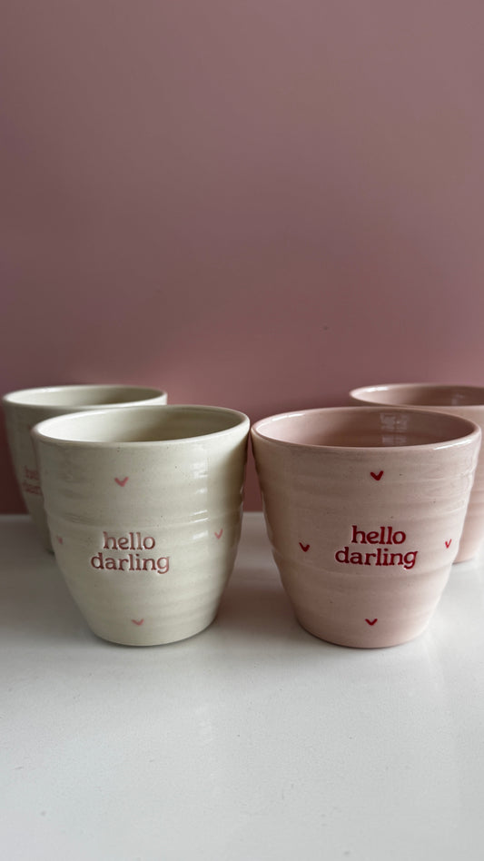 Hello Darling Tumbler - cream and pink