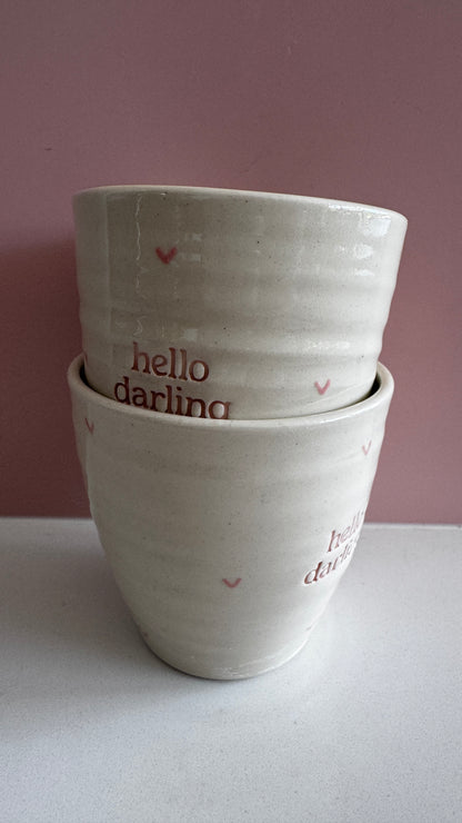 Hello Darling Tumbler - cream and pink