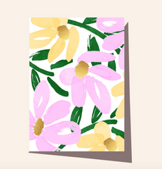 Brushy Flower Lemon/Pink Card
