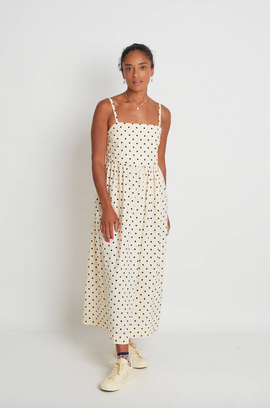 Whos That Girl - Cream Polka Dot Dress