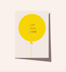 Get Well Soon Card Yellow Balloon