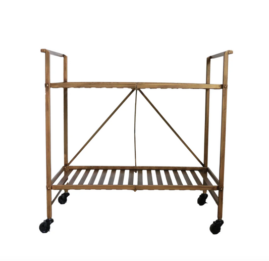 Industrial Trolley - Antique Brass Finish