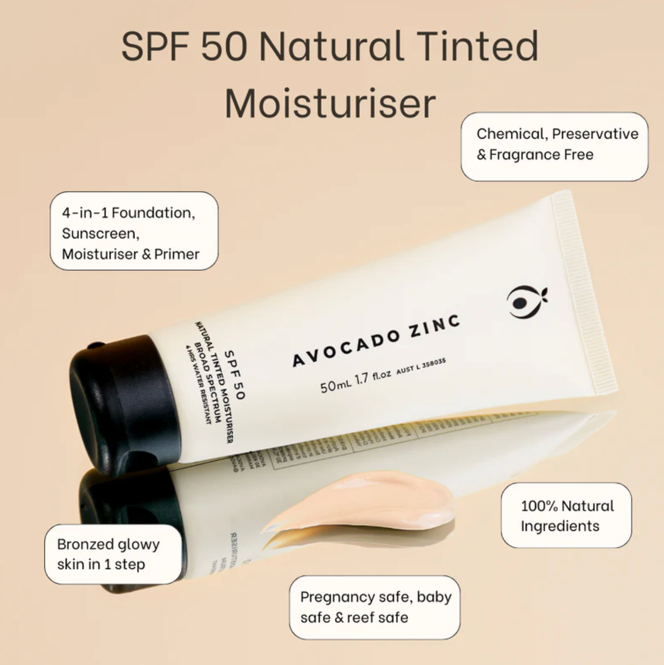 SPF 50 Natural Tinted Moisturiser - Light