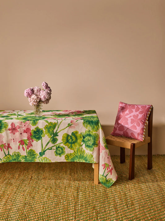 Geranium Linen Tablecloth