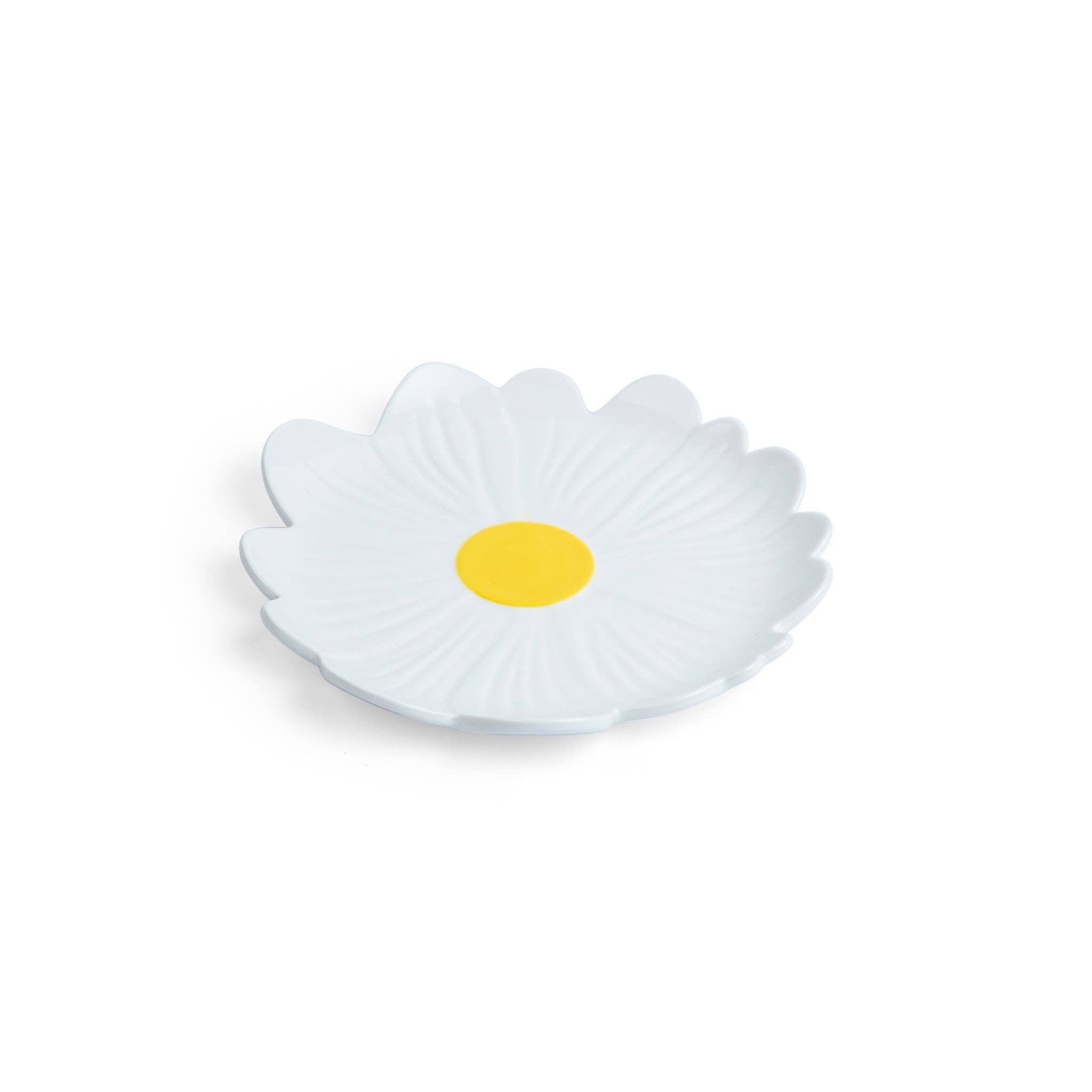 Small Ceramic Flower Plate | White with Yellow Centre