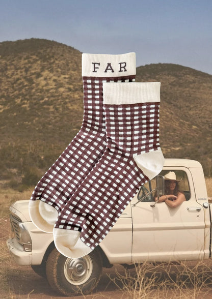 FAR MER -  Cocoa Check Socks