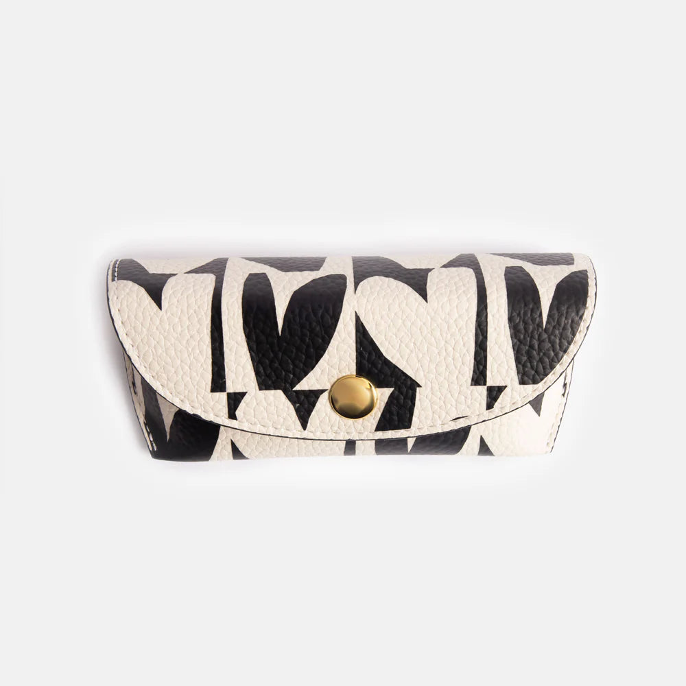 Glasses Case - Black and White Heart