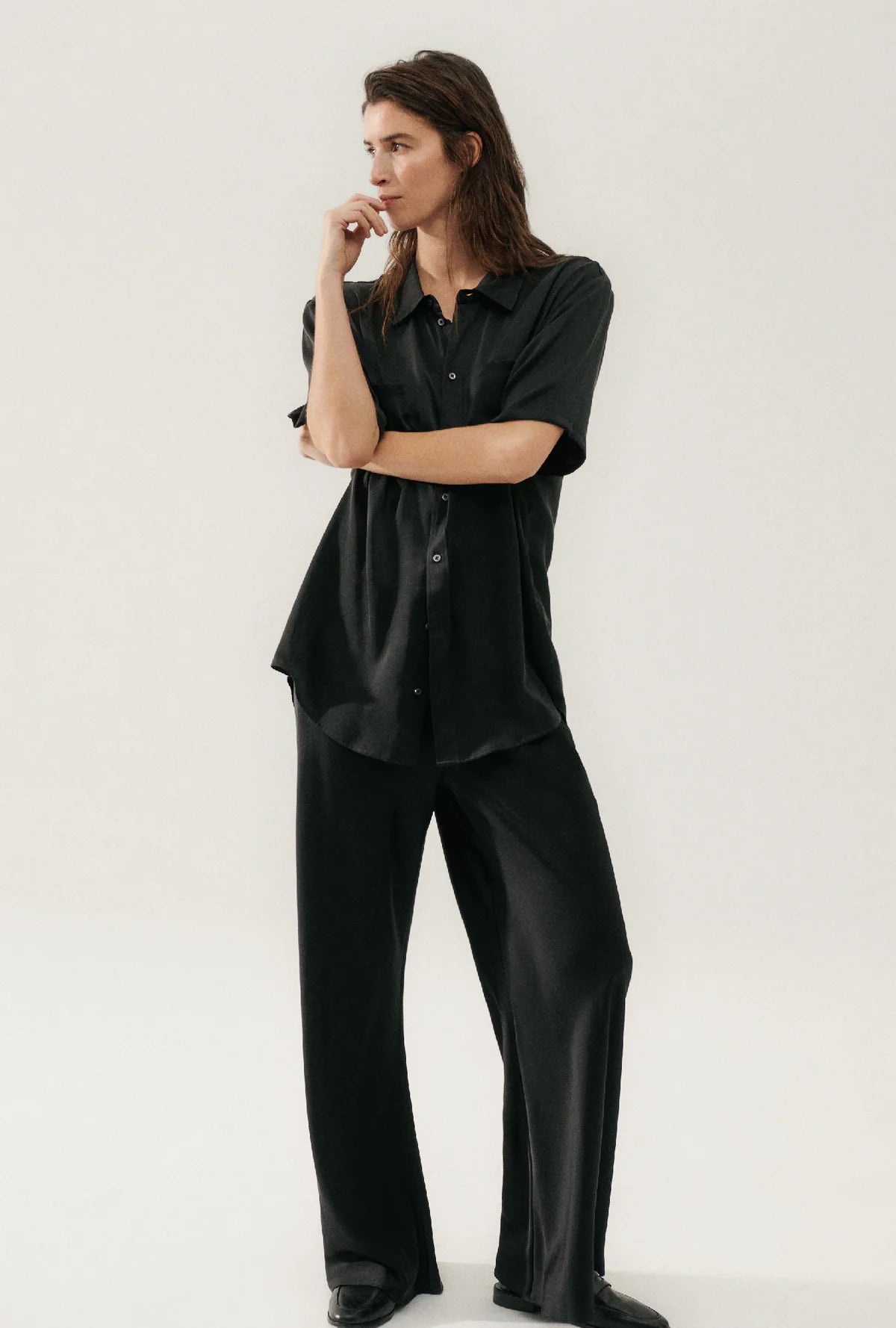 Bias Cut Pants - Black