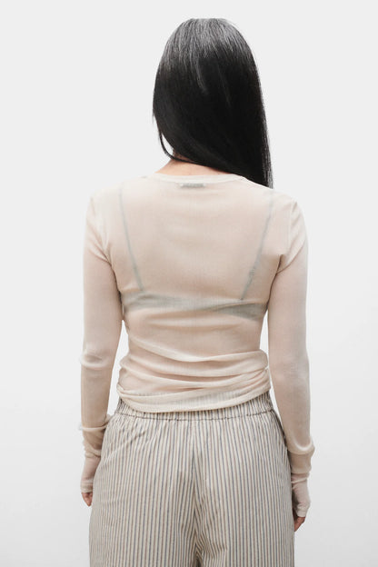 Mesh Long Sleeve Top - Hazelnut