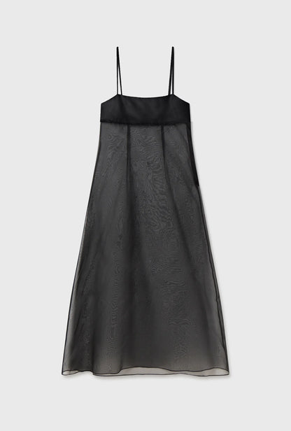 Organza A-Line Dress - Black