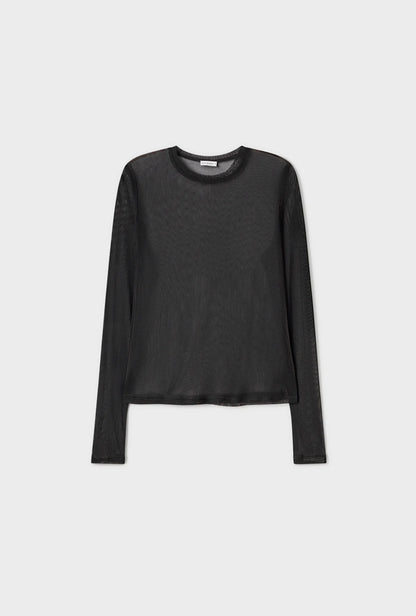 Mesh Long Sleeve Top - Black