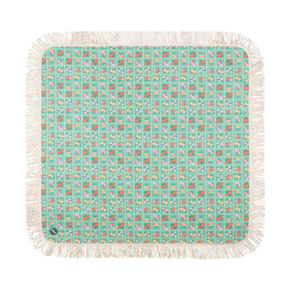 Fringed Picnic Mat - Vintage Patch