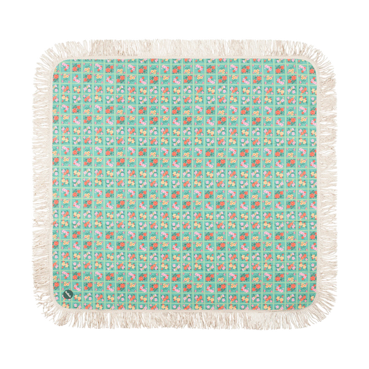 Fringed Picnic Mat - Vintage Patch