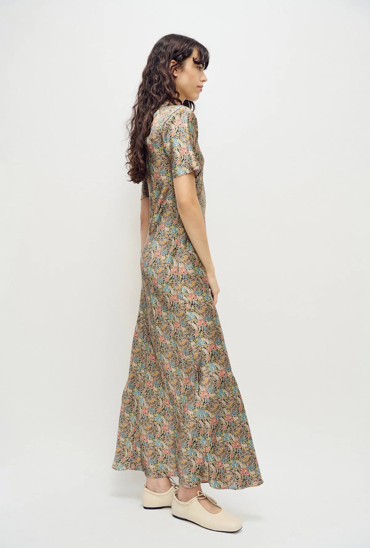 Short Sleeve Bias Cut Dress - Sugar Floral