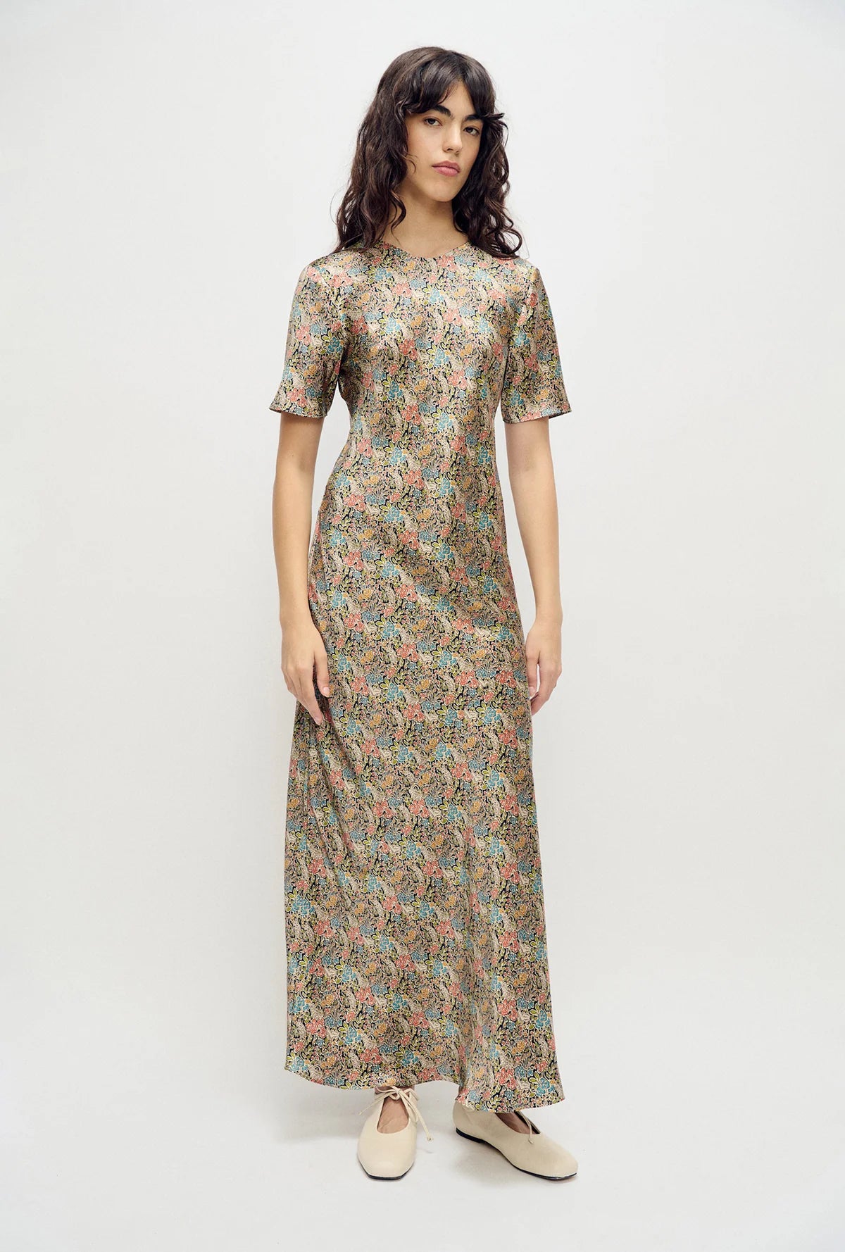 Short Sleeve Bias Cut Dress - Sugar Floral