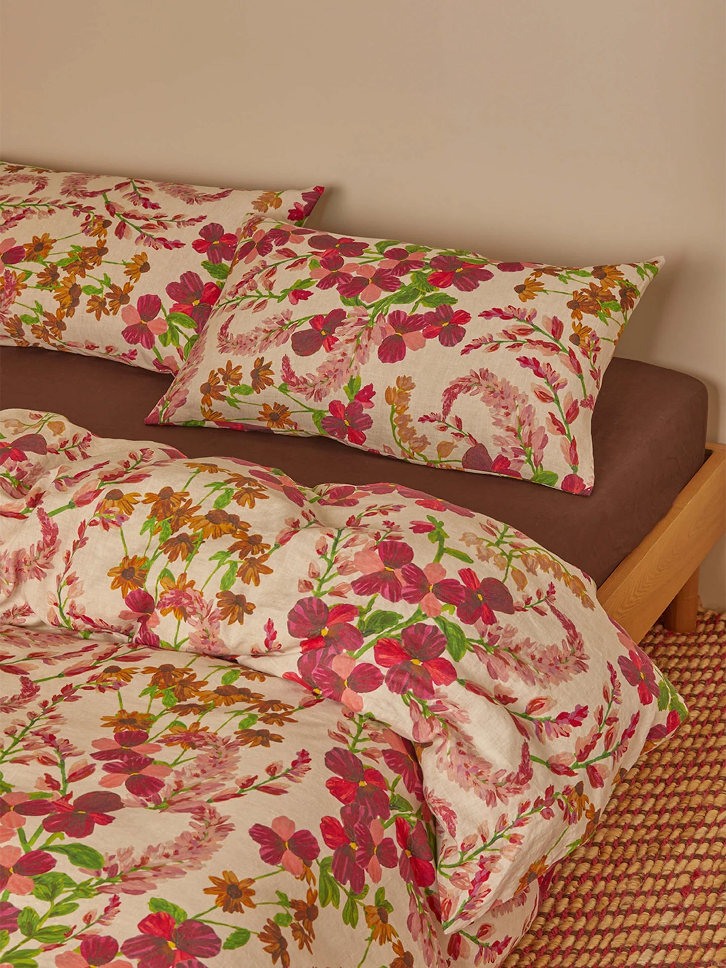 Lupin Multi Linen Pink Pillowcase Set - Standard