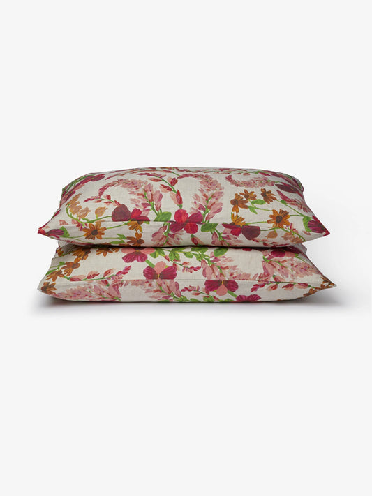 Lupin Multi Linen Pink Pillowcase Set - Standard