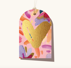 Floral Gold Heart Gift Tag